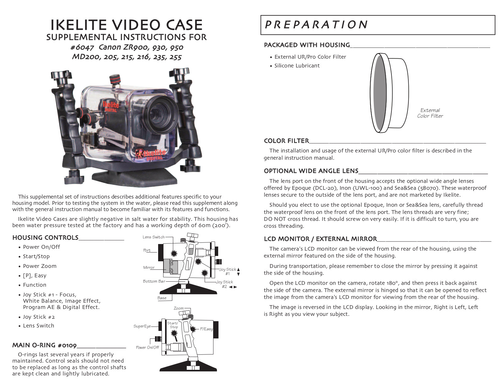 Ikelite MD205, MD200, MD215, MD255, ZR930 User Manual