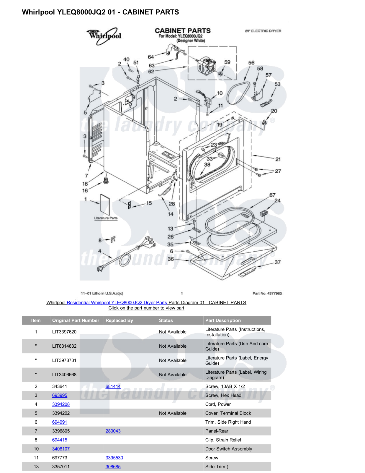 Whirlpool YLEQ8000JQ2 Parts Diagram