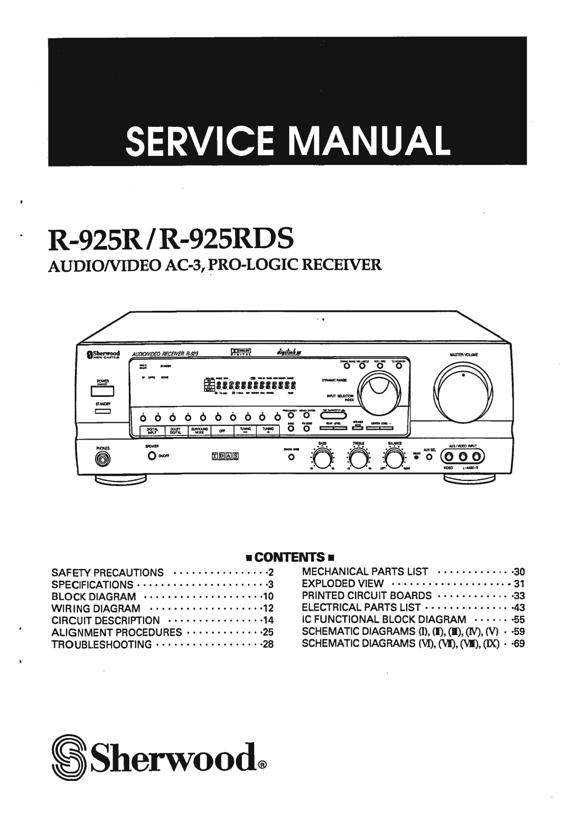 Sherwood R-925-RDS, R-925-R Service Manual