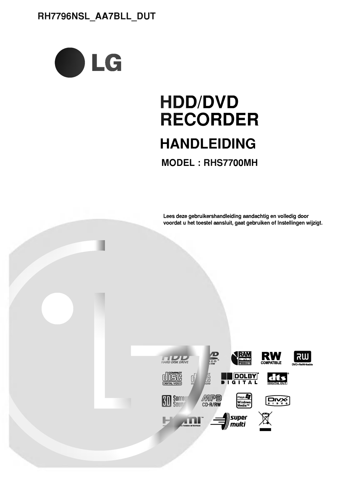 LG RH7796NSL Instruction manual