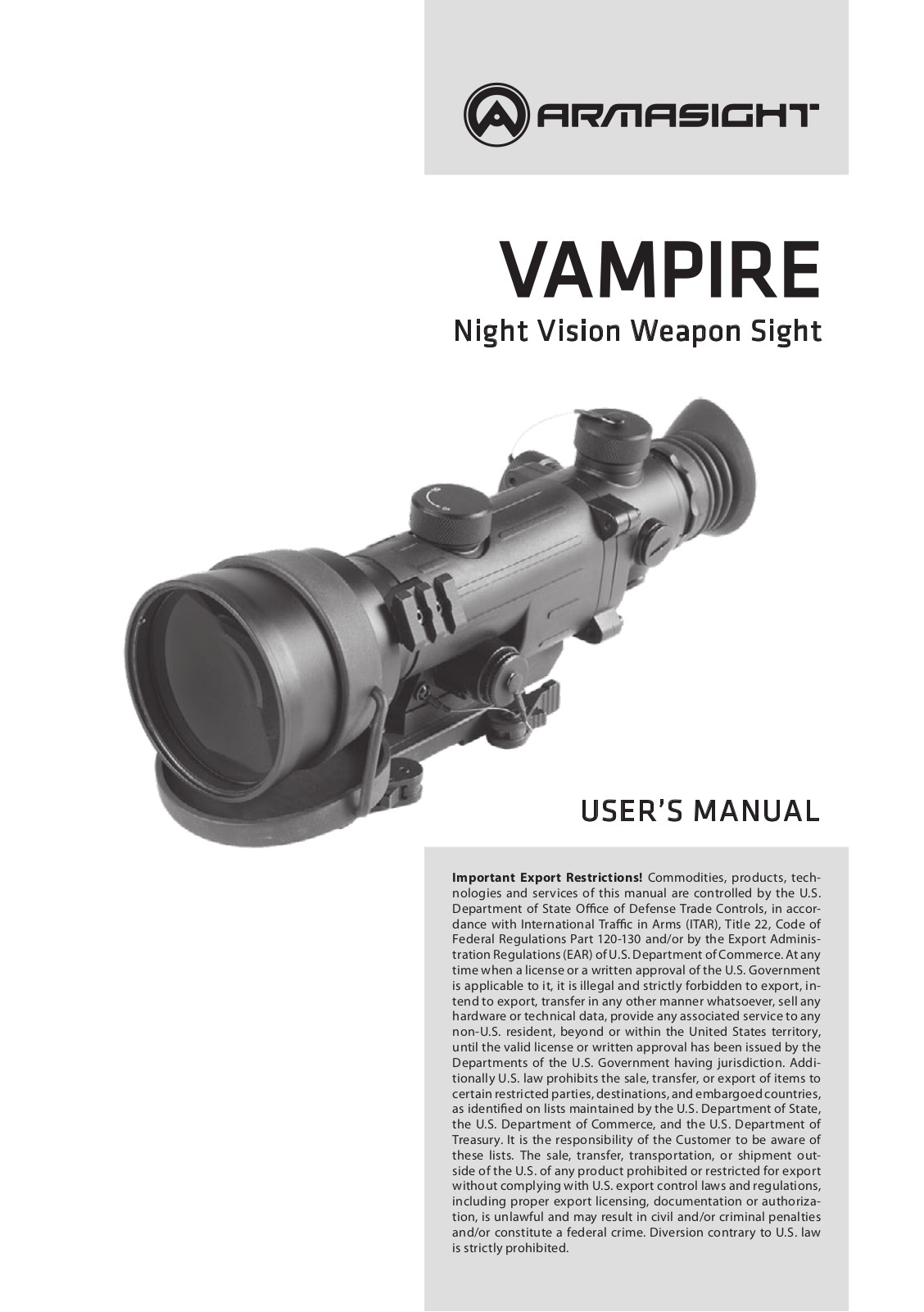 Armasight NMWVAMPIR3CCIC1 User Manual