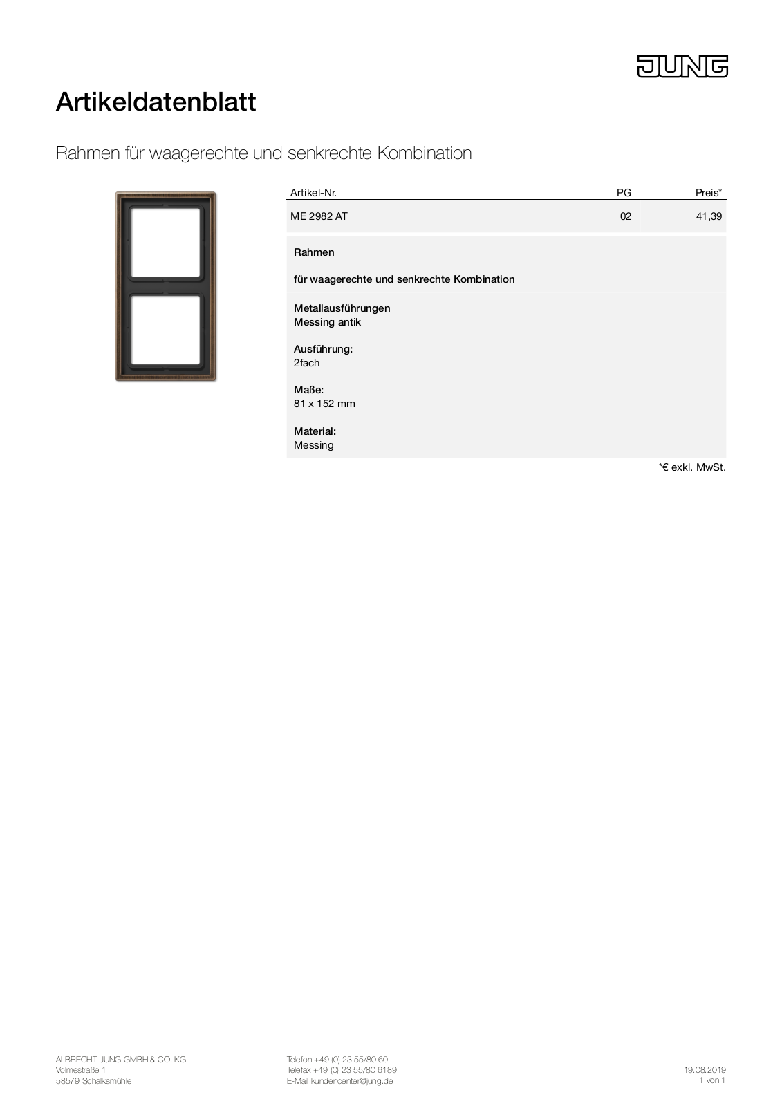 Jung ME 2982 AT User Manual