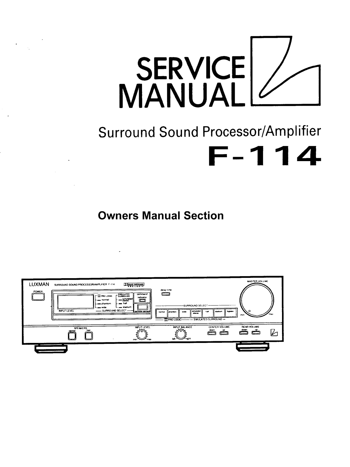 Luxman F-114 Owners manual