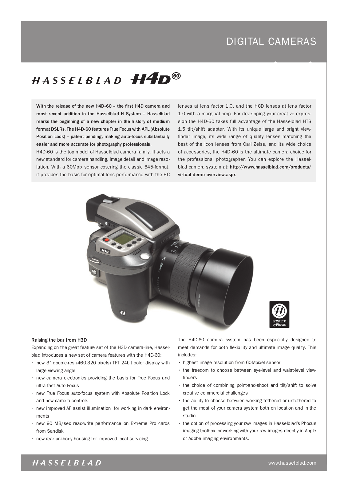 Hasselblad H4D-60  V4 DATASHEET