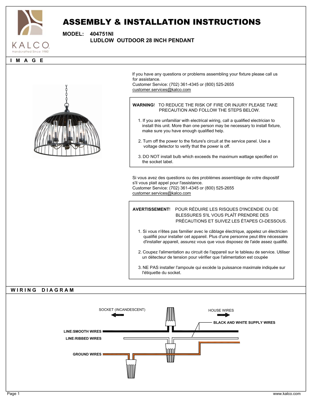Kalco 404751NI User Manual