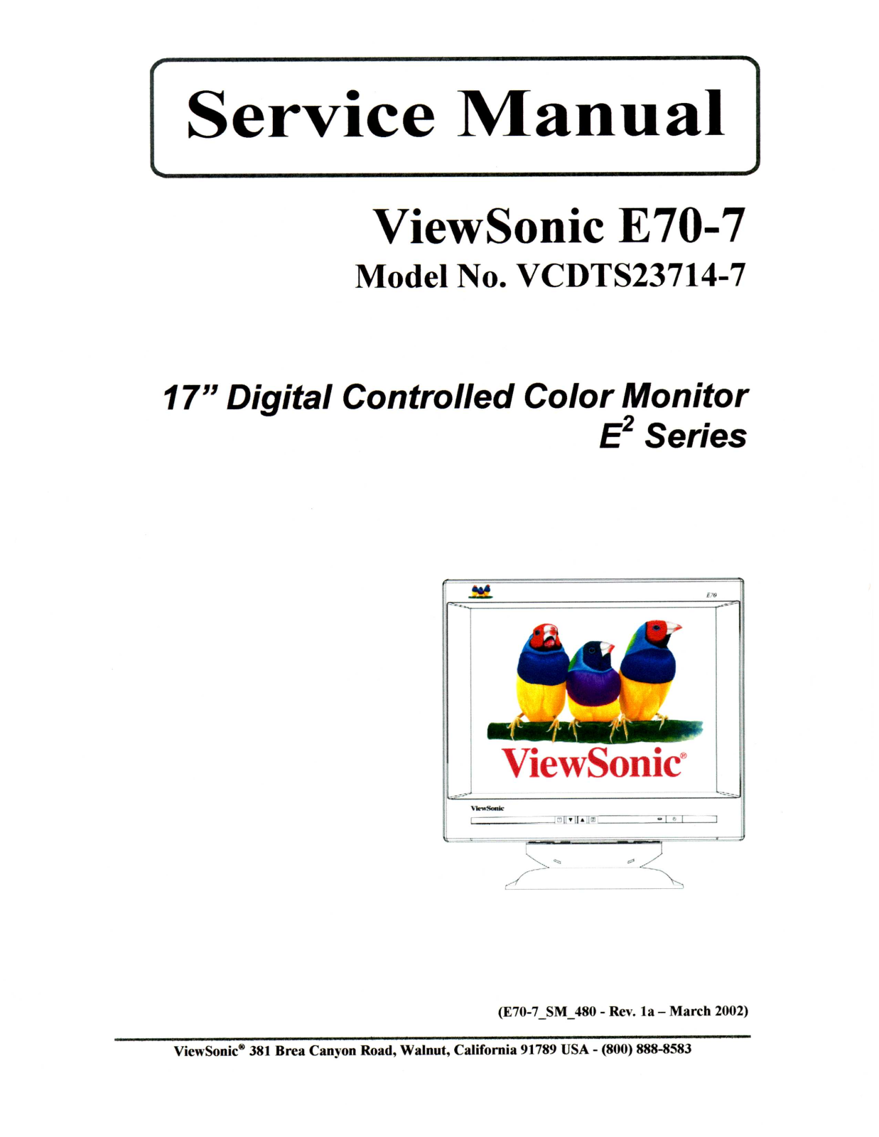 Viewsonic E70-7 Service Manual