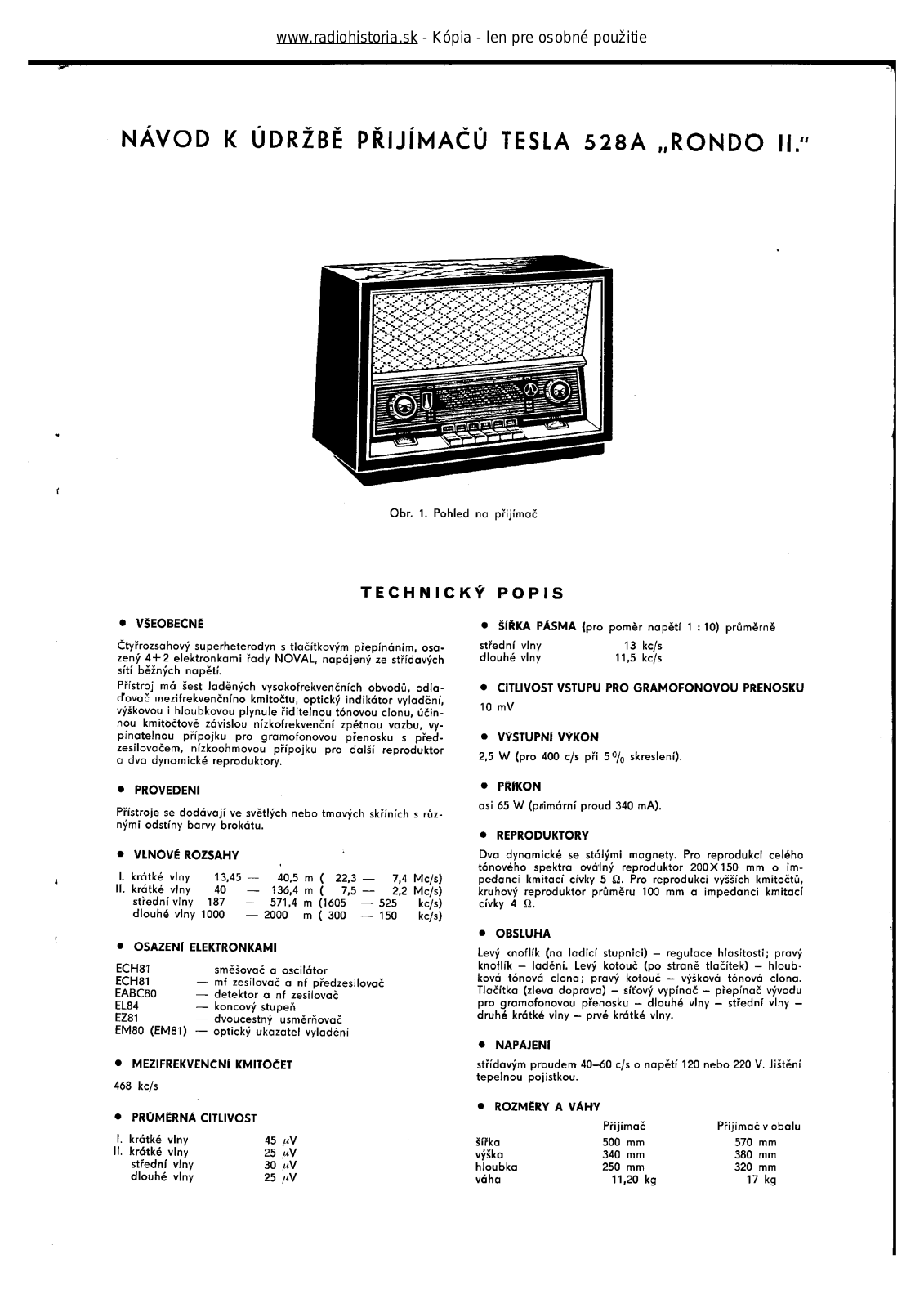 Tesla 528A Rondo II User Manual