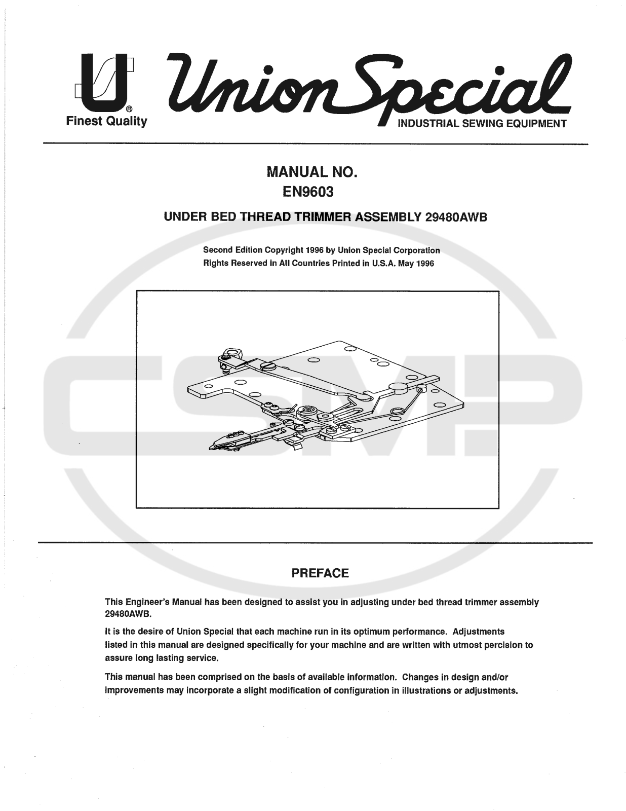 Union Special EN9603 Parts Book