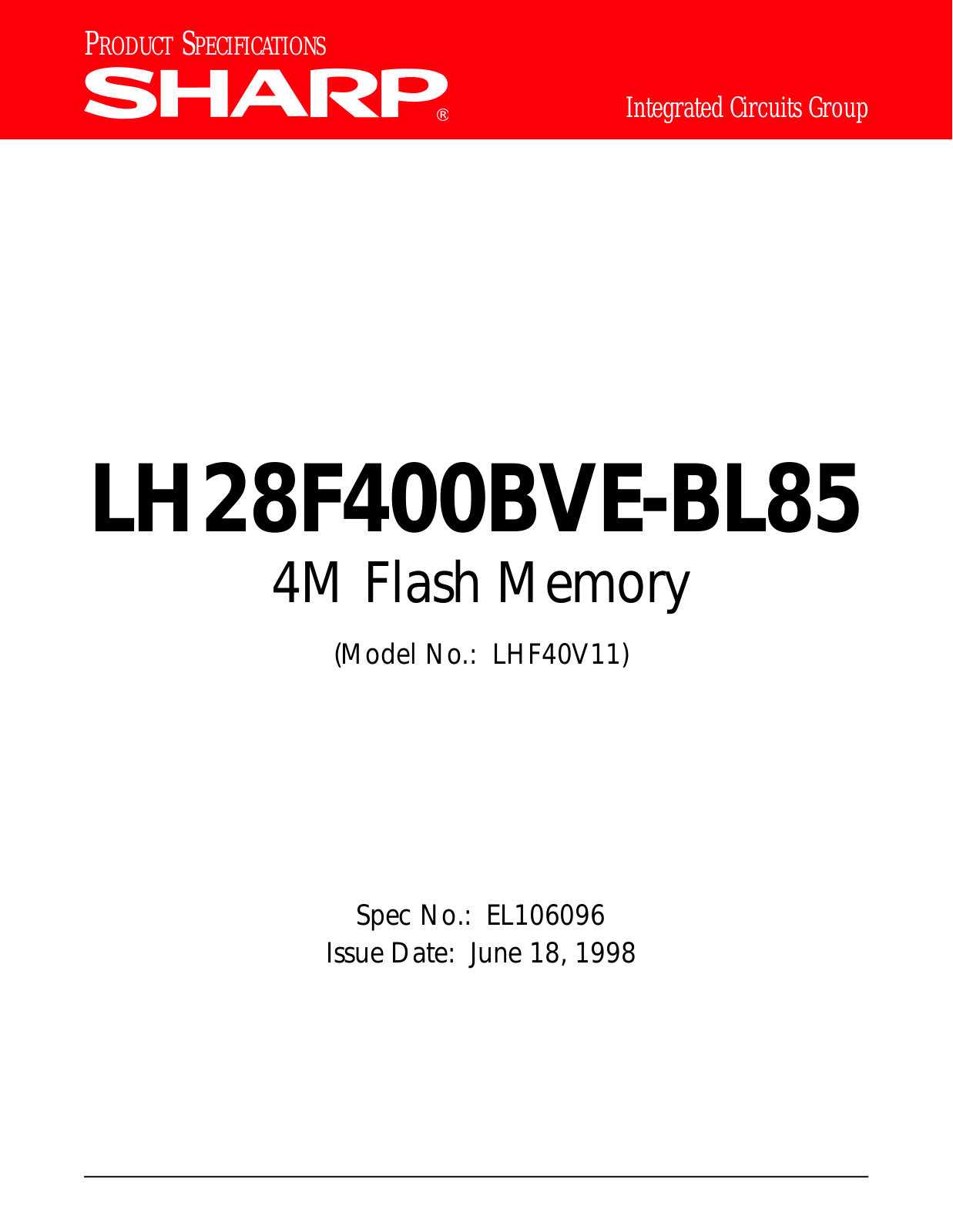 Sharp LH28F400BVE-BL85 Datasheet