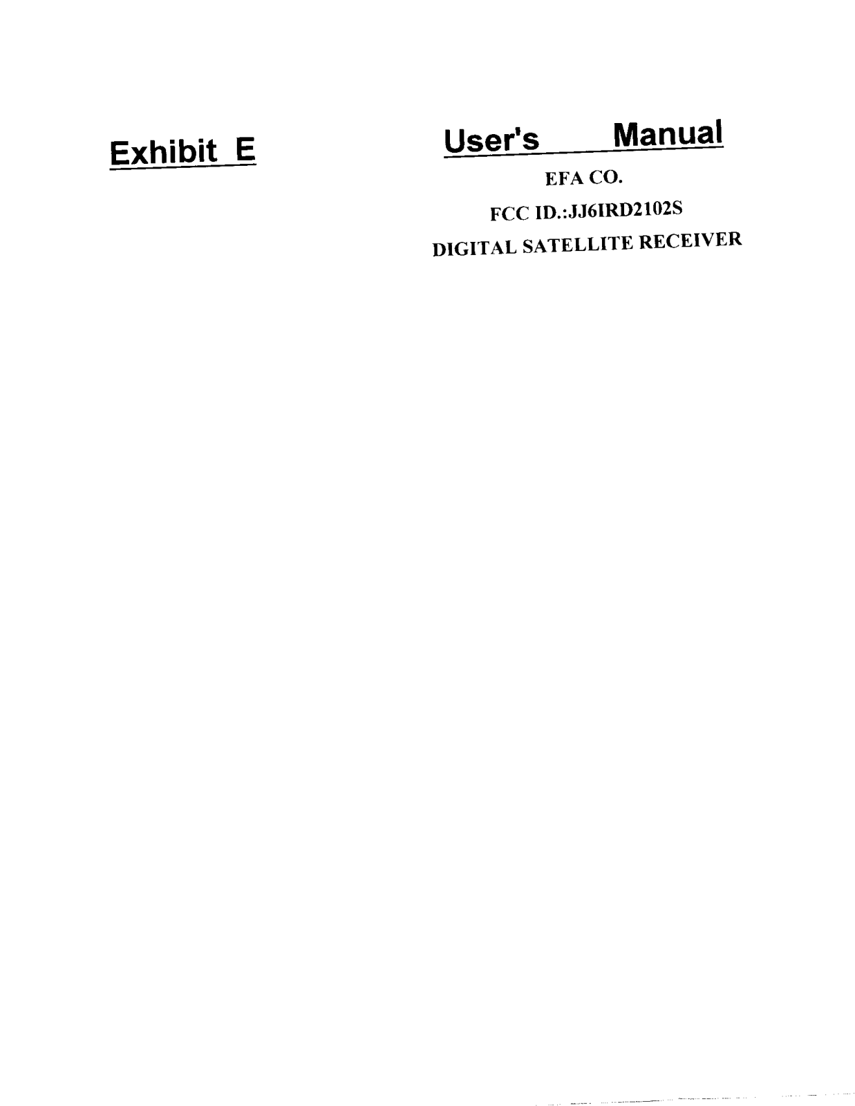 EFA IRD2102S Users Manual