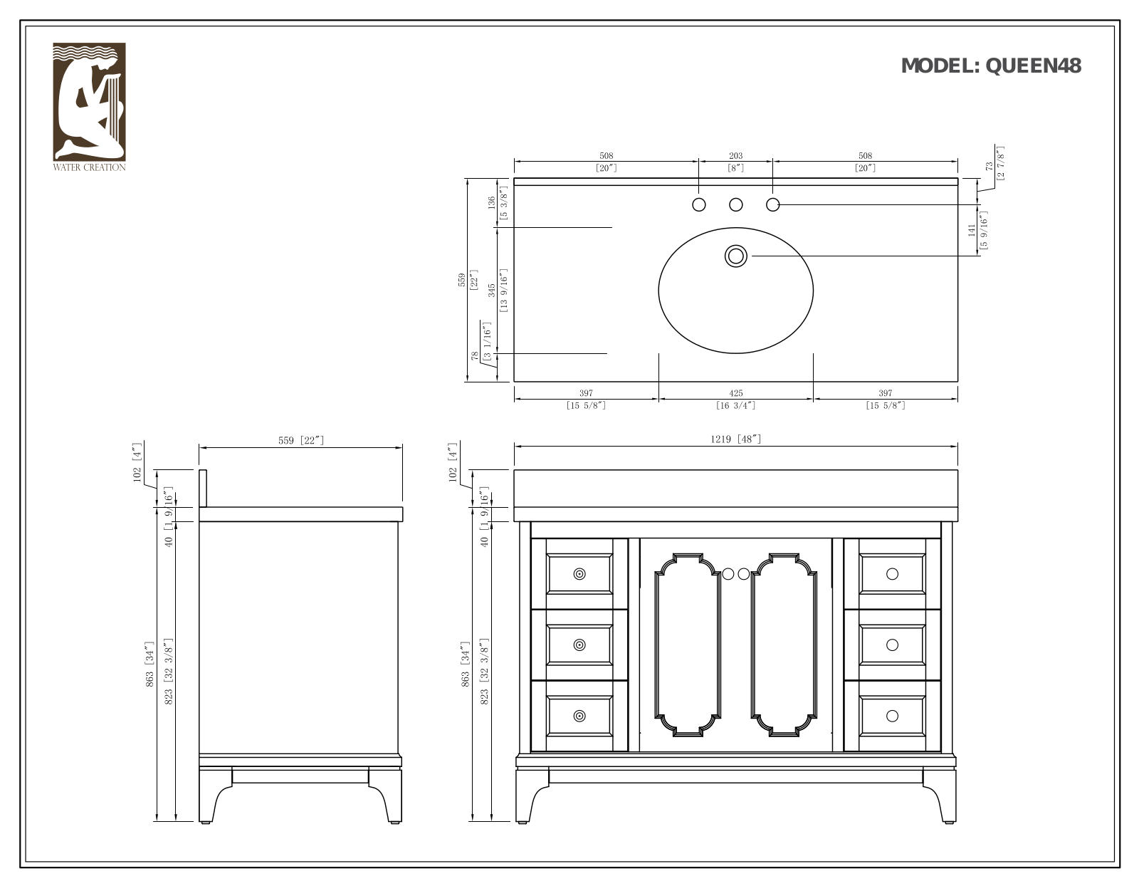 Water Creation VQU048QCPW53, VQU048QCPW52, VQU048QCPW48, VQU048QCPW01, VQU048QCPW00 Specifications