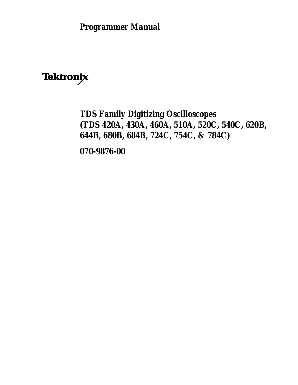 Tektronix TDS754C, TDS644B, TDS540C, TDS724C, TDS620B User Manual