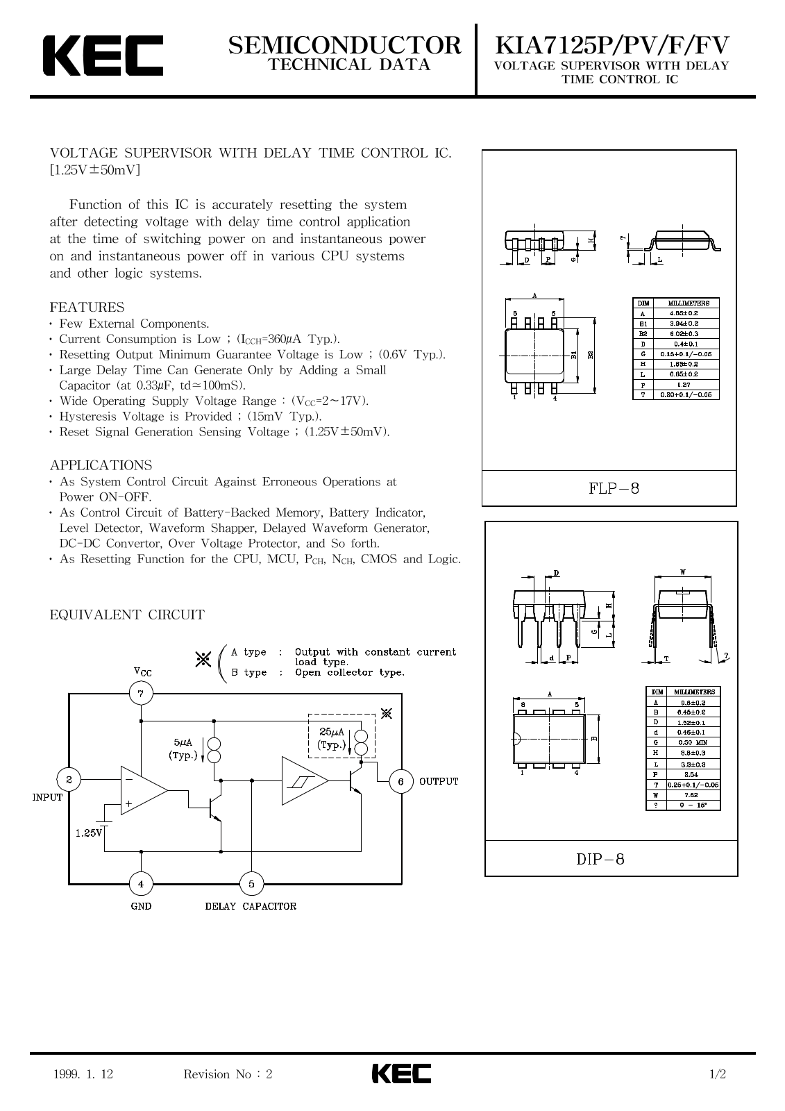 KEC KIA7125FV, KIA7125F, KIA7125PV, KIA7125P Datasheet