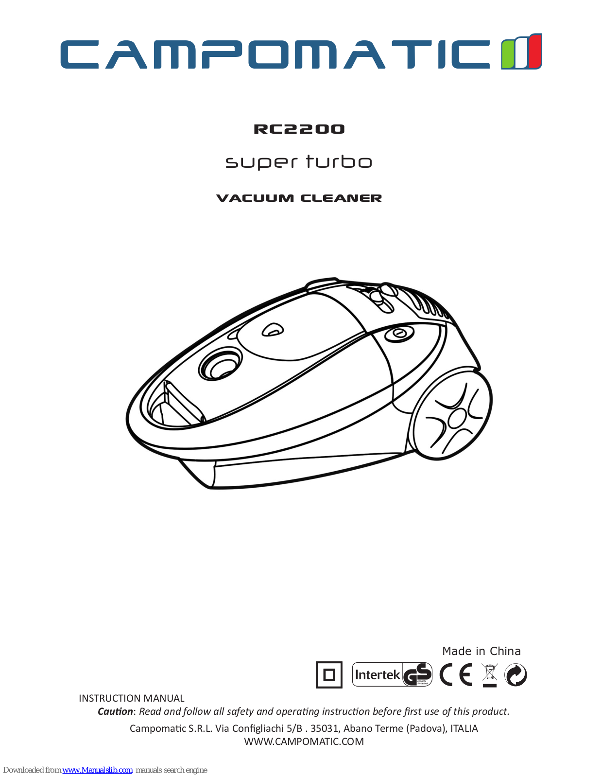 Campomatic RC2200 Super Turbo, RC22 Instruction Manual - ManualMachine.com