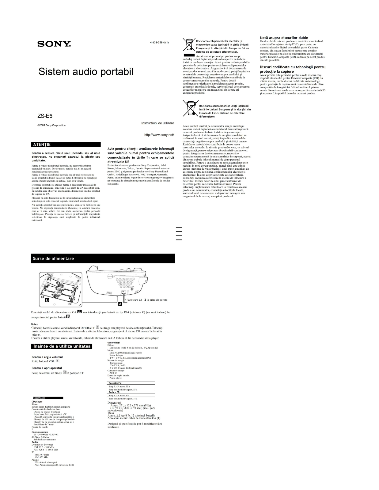 Sony ZS-E5 User Manual