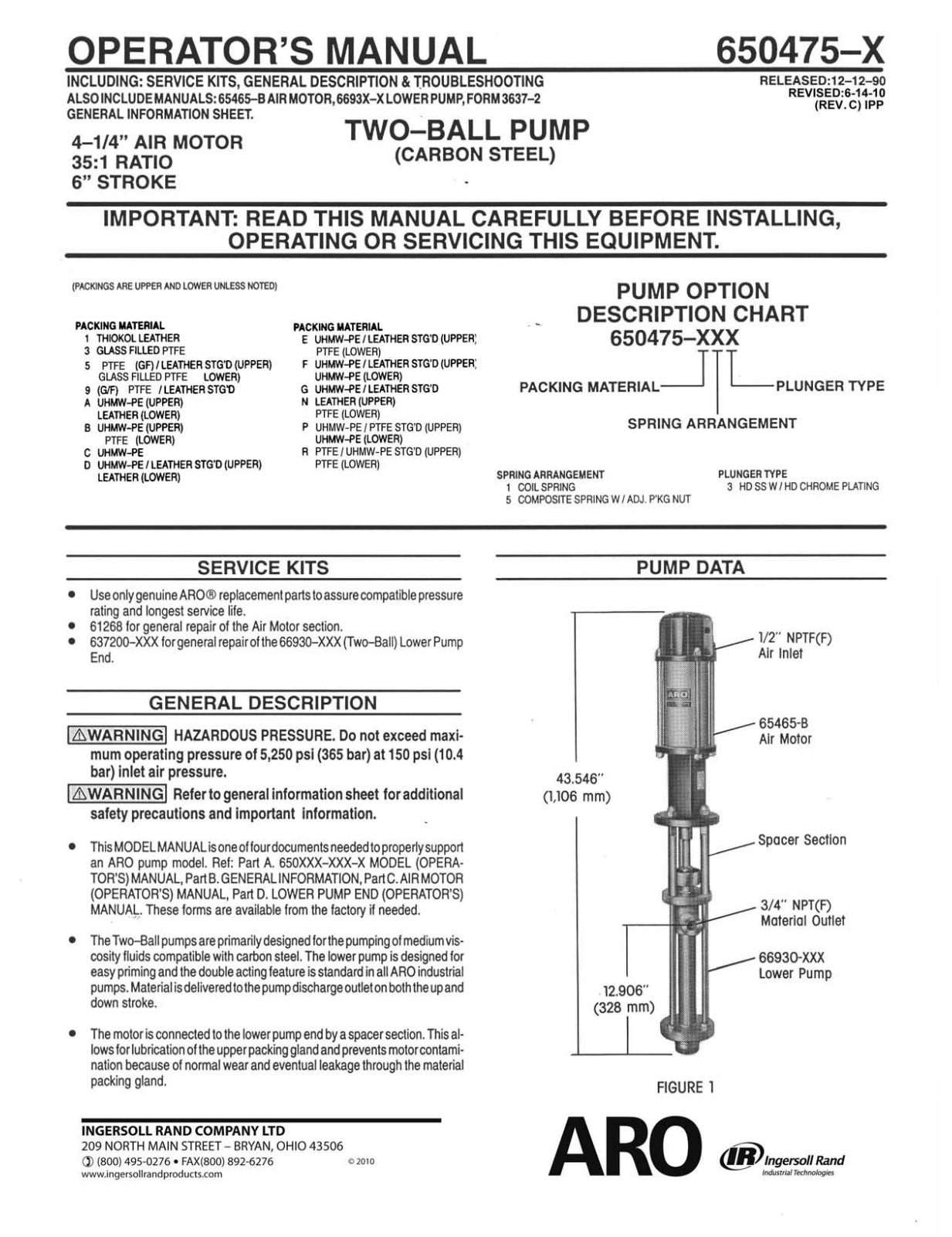 Ingersoll-Rand 650475-X User Manual