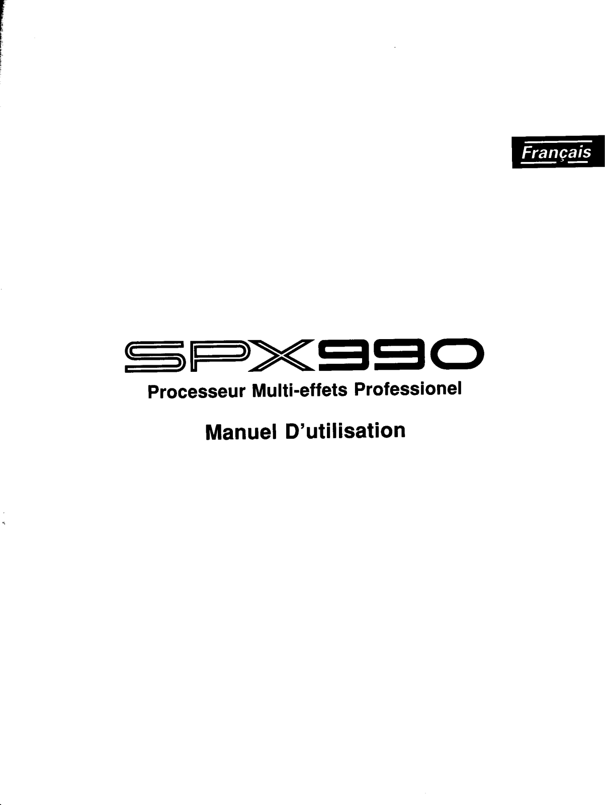 Yamaha SPX990 Owner's Manual