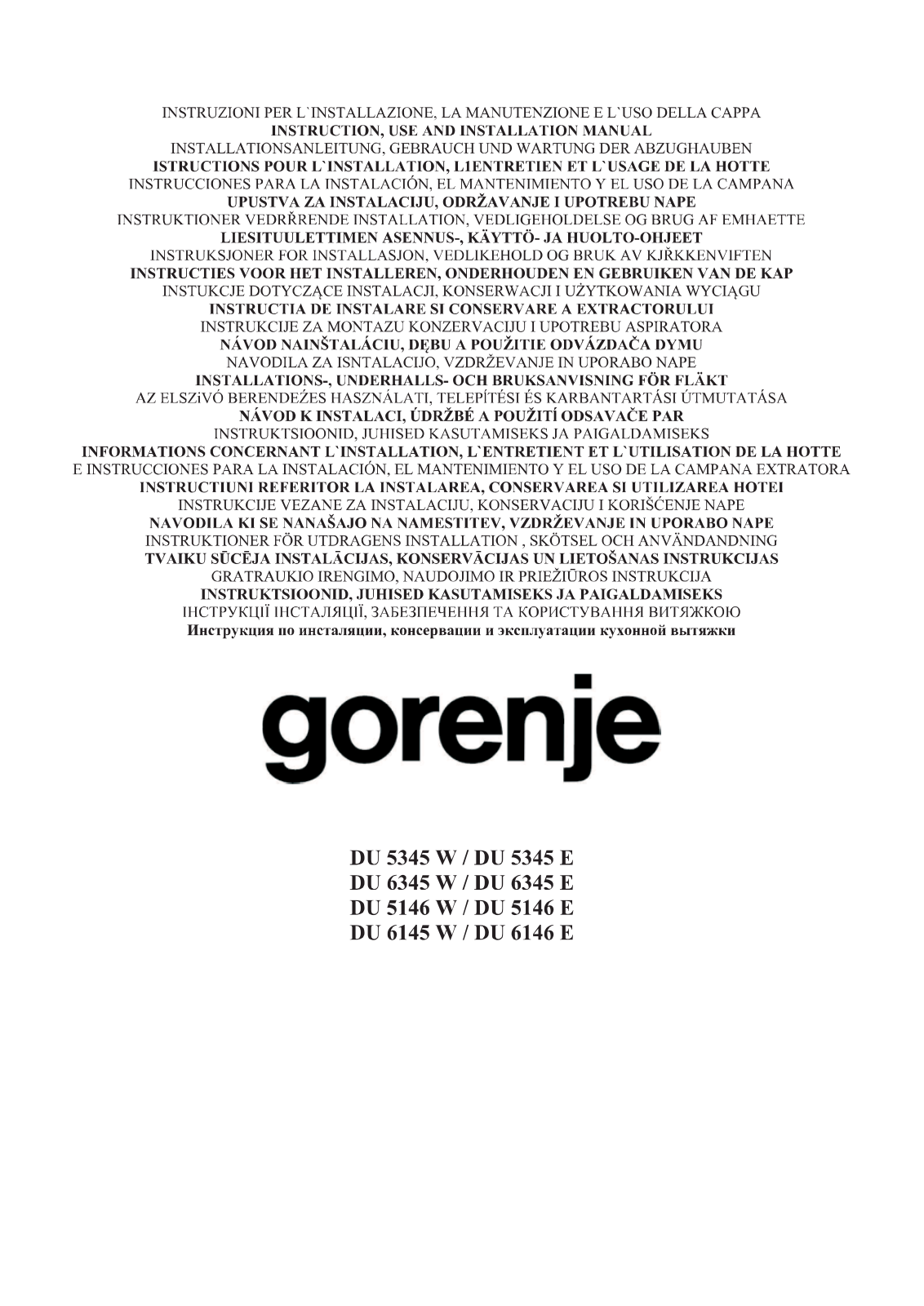 Gorenje DU6146W, DU6146E User Manual