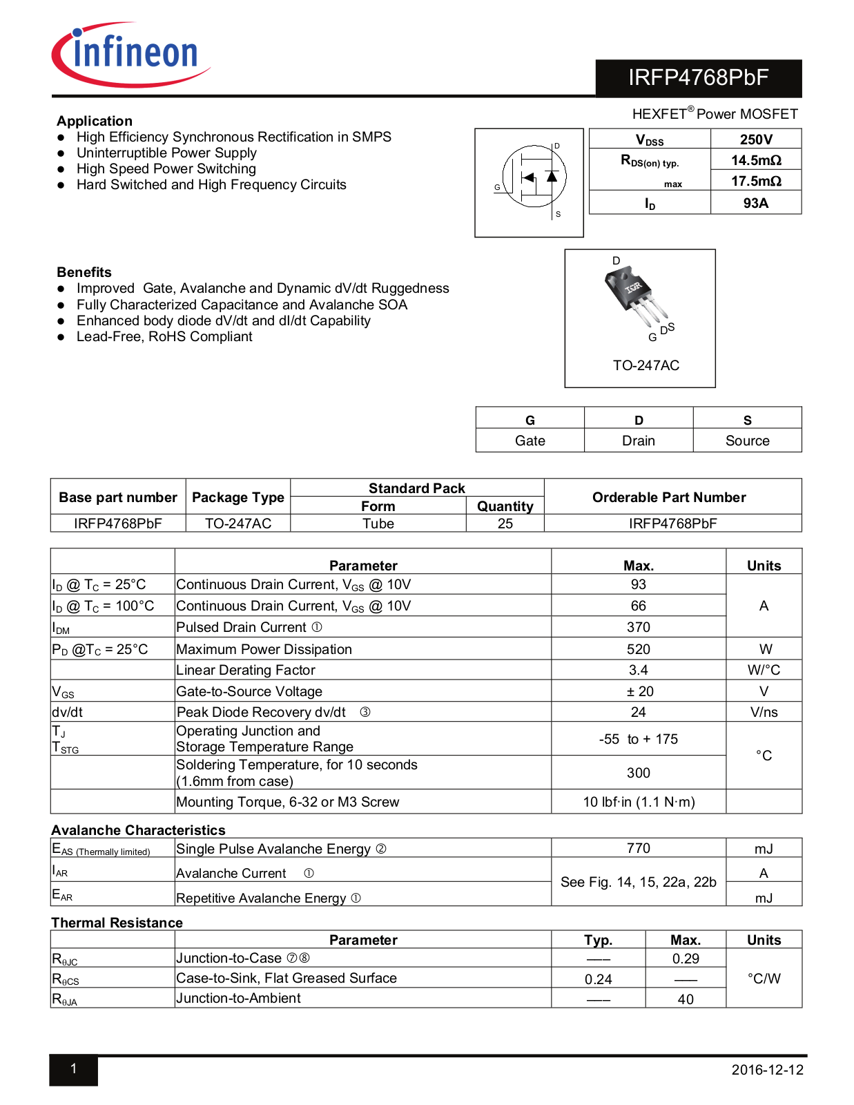 Datasheet IRFP4768PBF Datasheet - ManualMachine.com