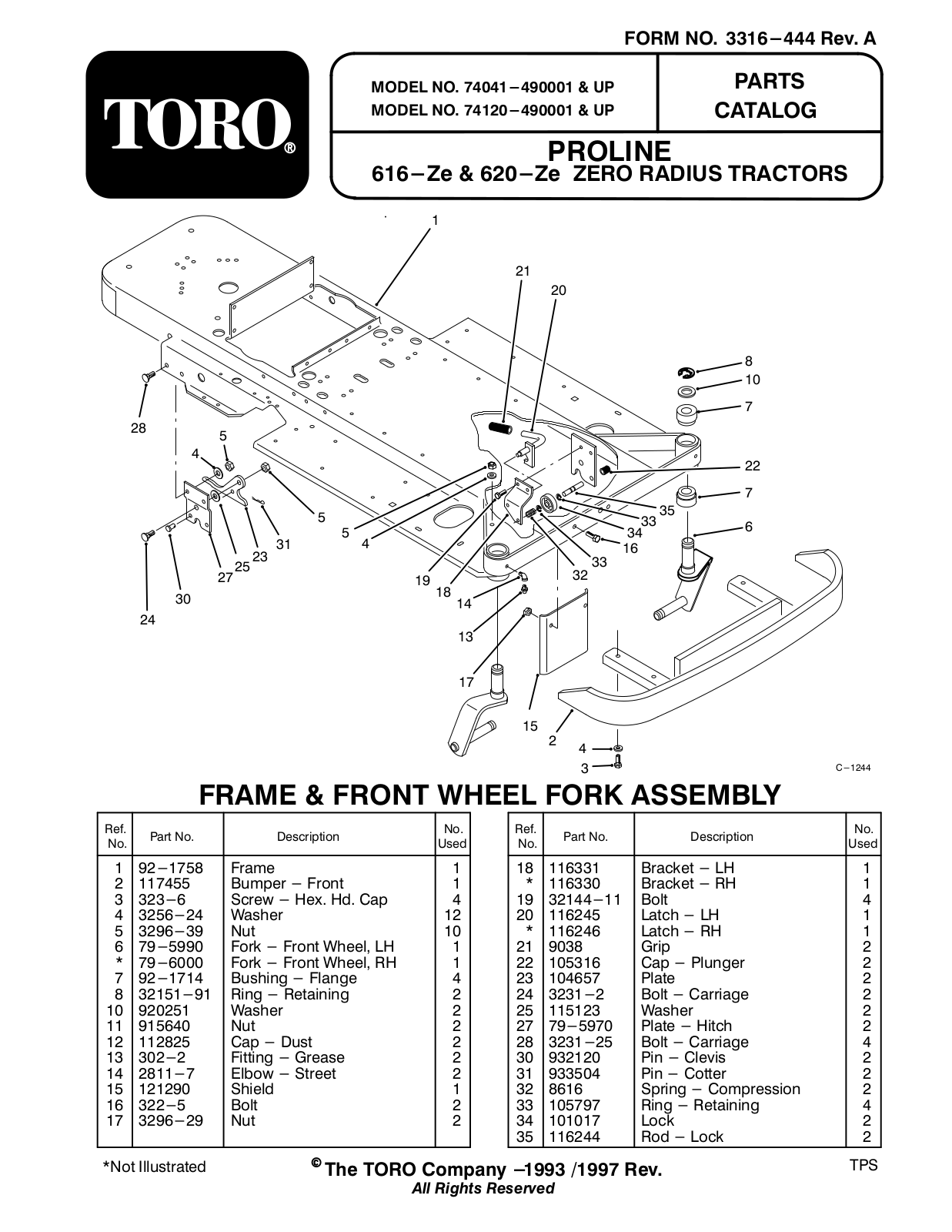 Toro 74041, 74120 Parts Catalogue