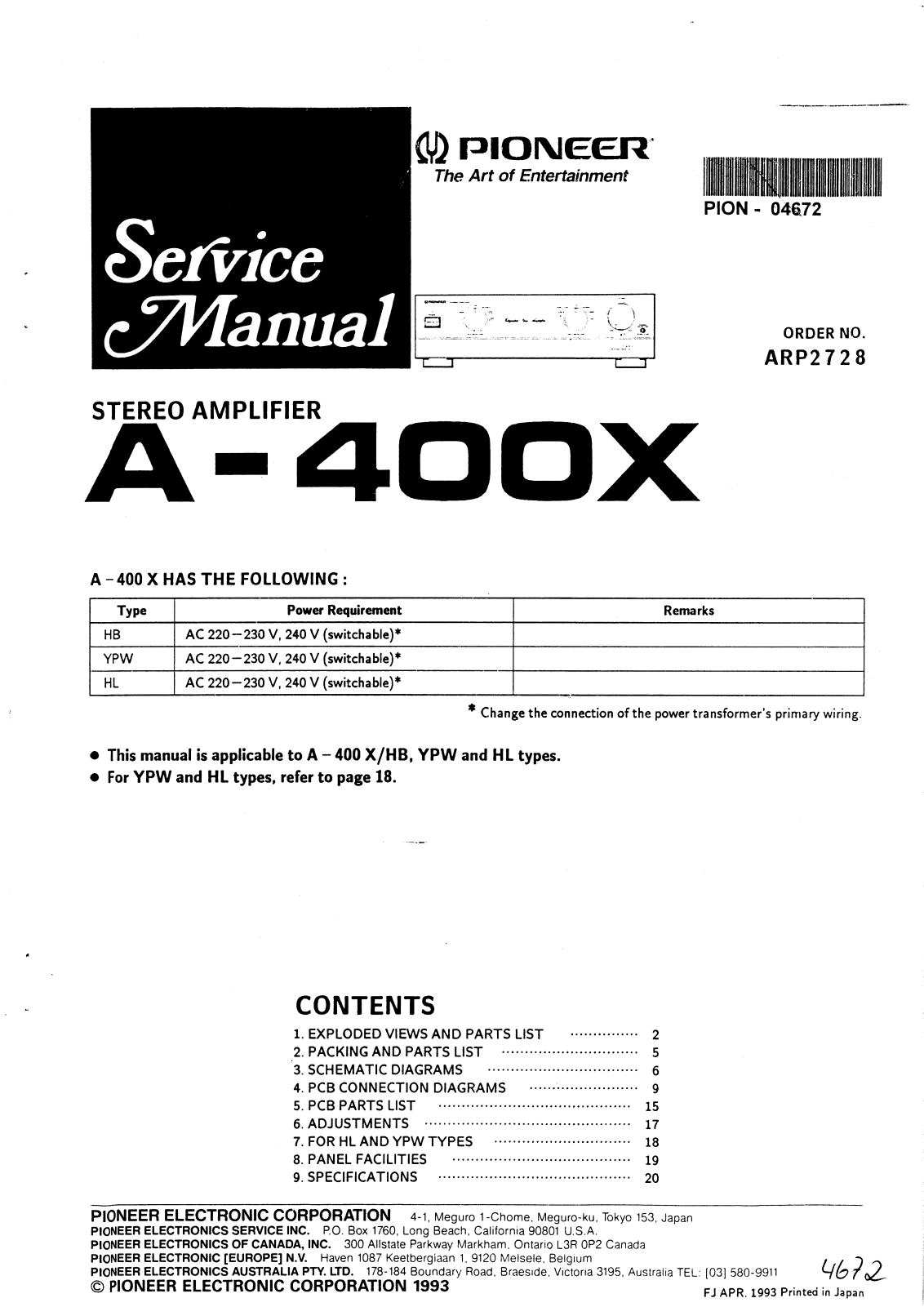 Pioneer A-400-X Service manual