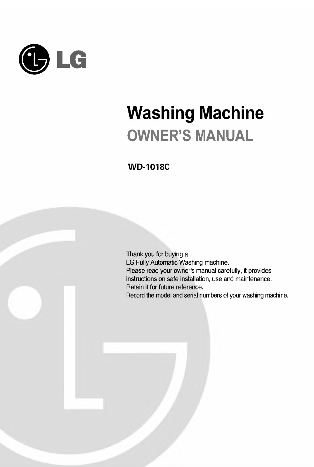 LG WD-1018C Manual