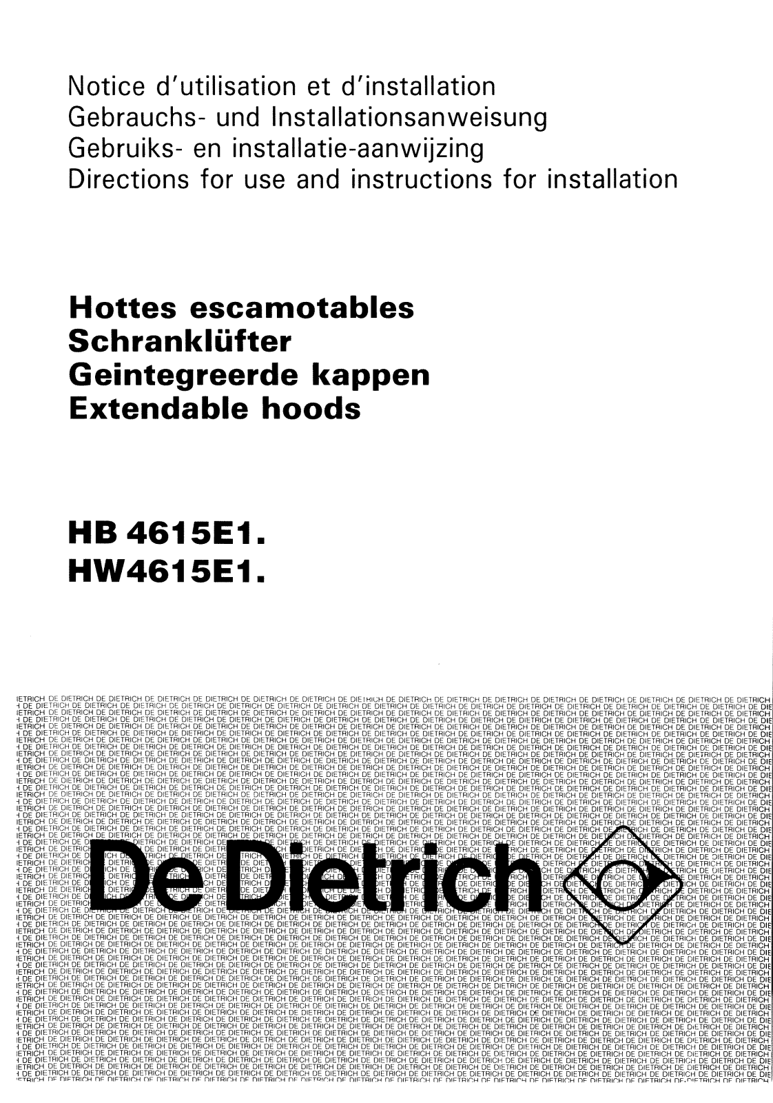 De dietrich HB4615E1, HW4615E1 User Manual