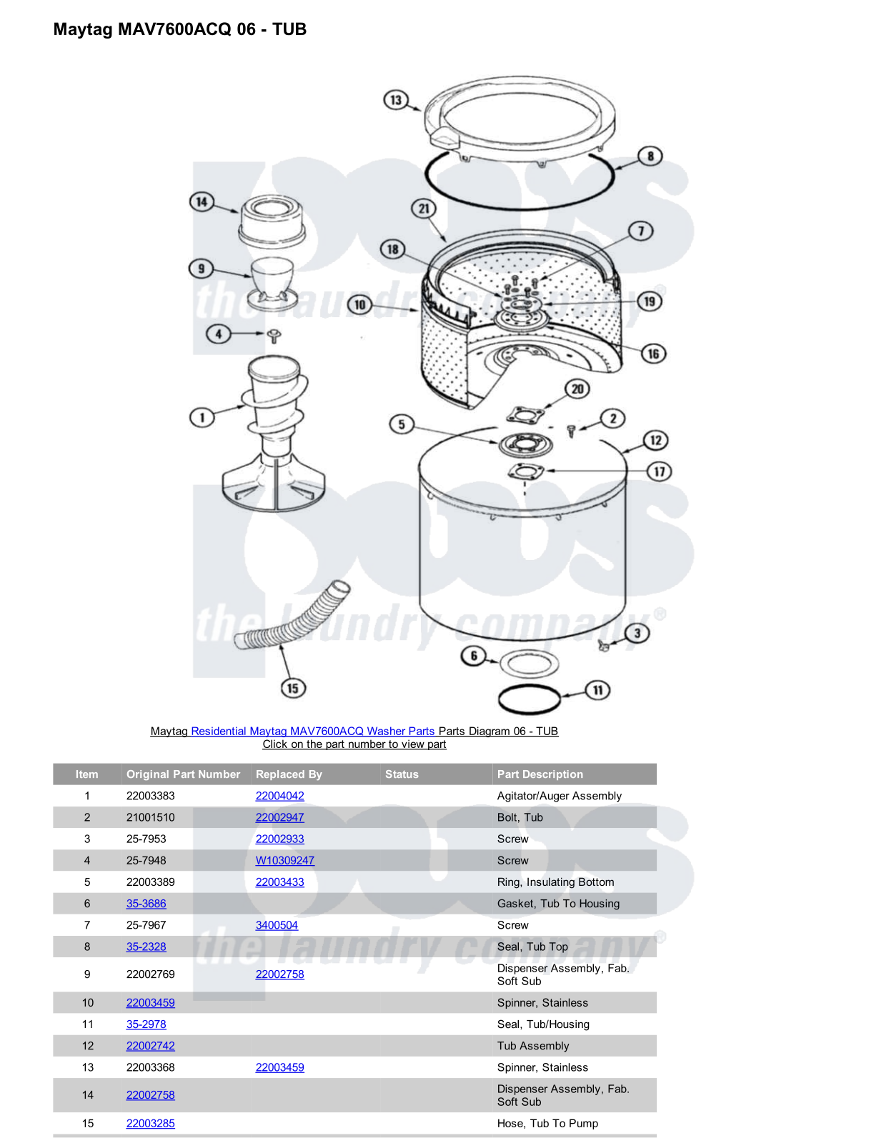 Maytag MAV7600ACQ Parts Diagram