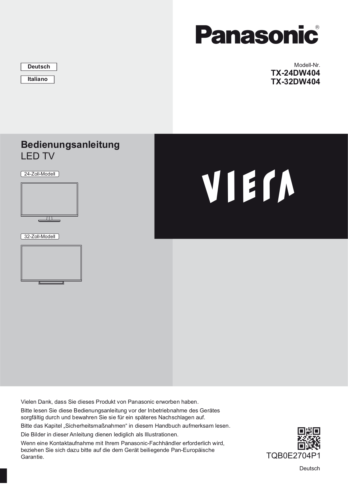 Panasonic TX24DW404, TX32DW404 User Manual