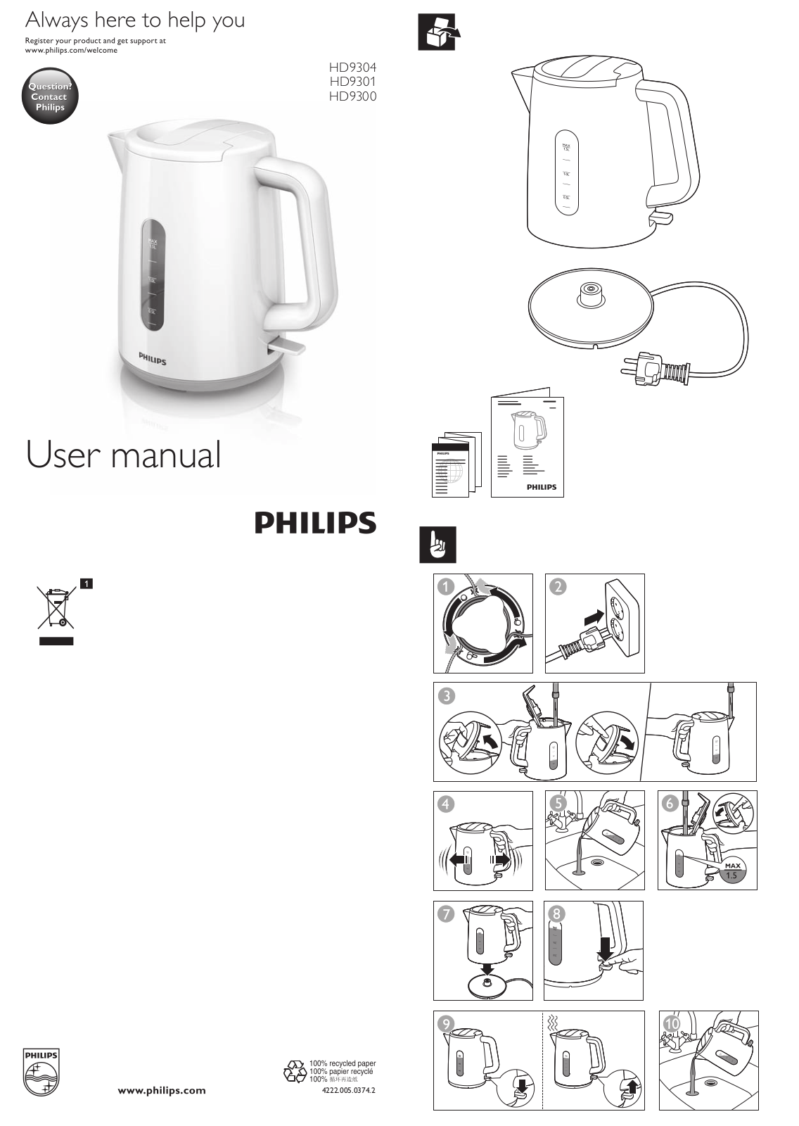 Philips HD9304, HD9301, HD9300 User Manual