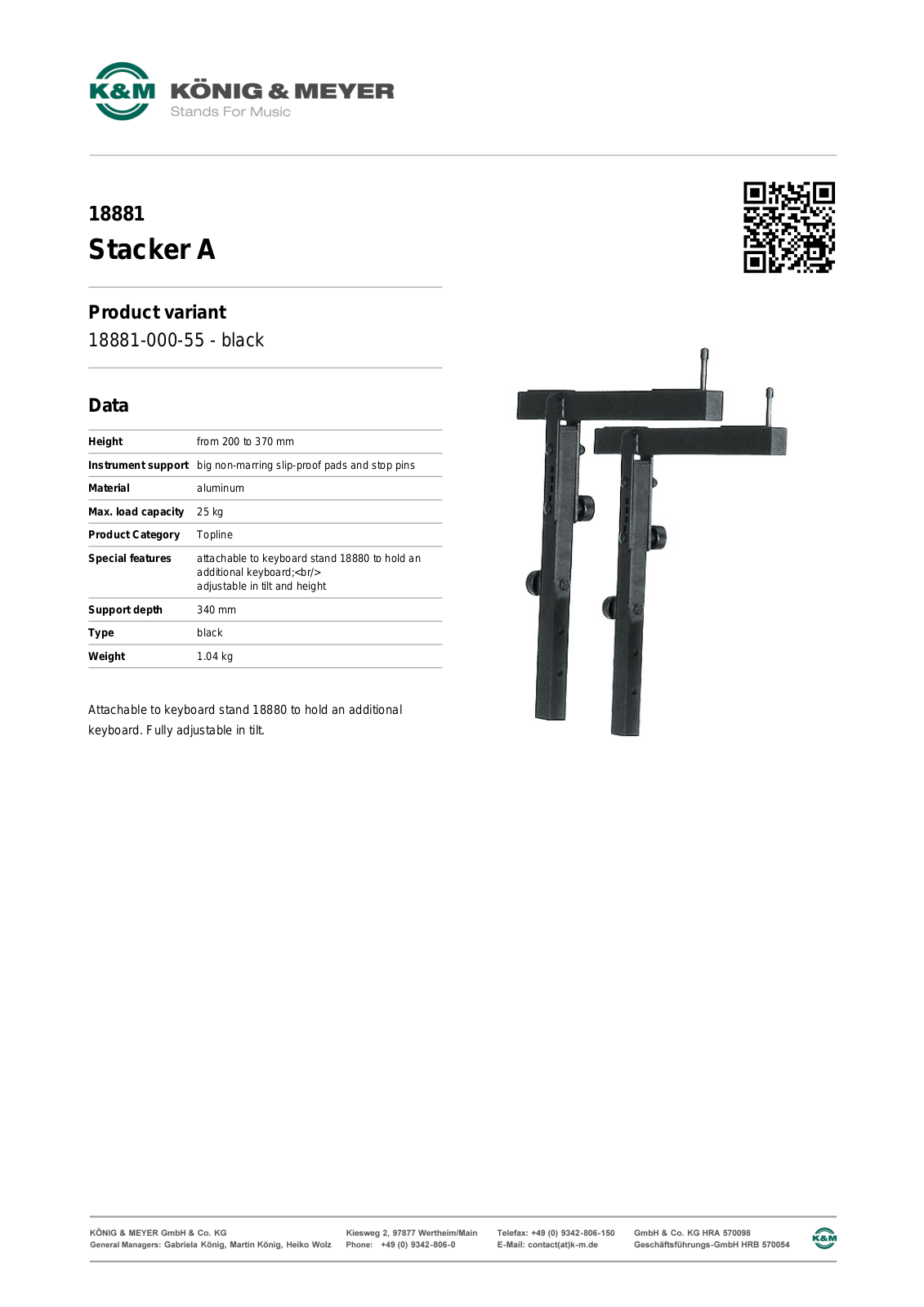 Konig & Meyer 18881 Specification