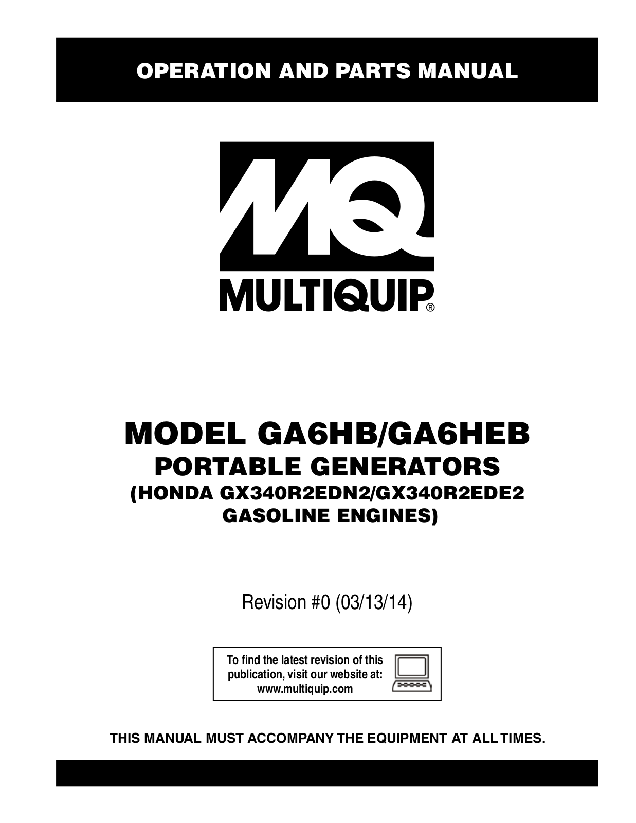 Multiquip ga6HB, ga6HEB User Manual