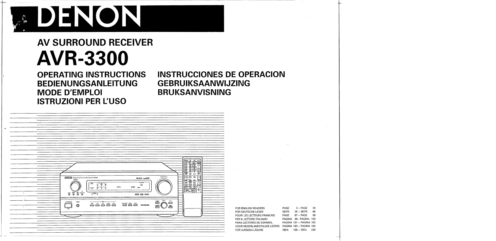 Denon AVR-3300 Operating Manual