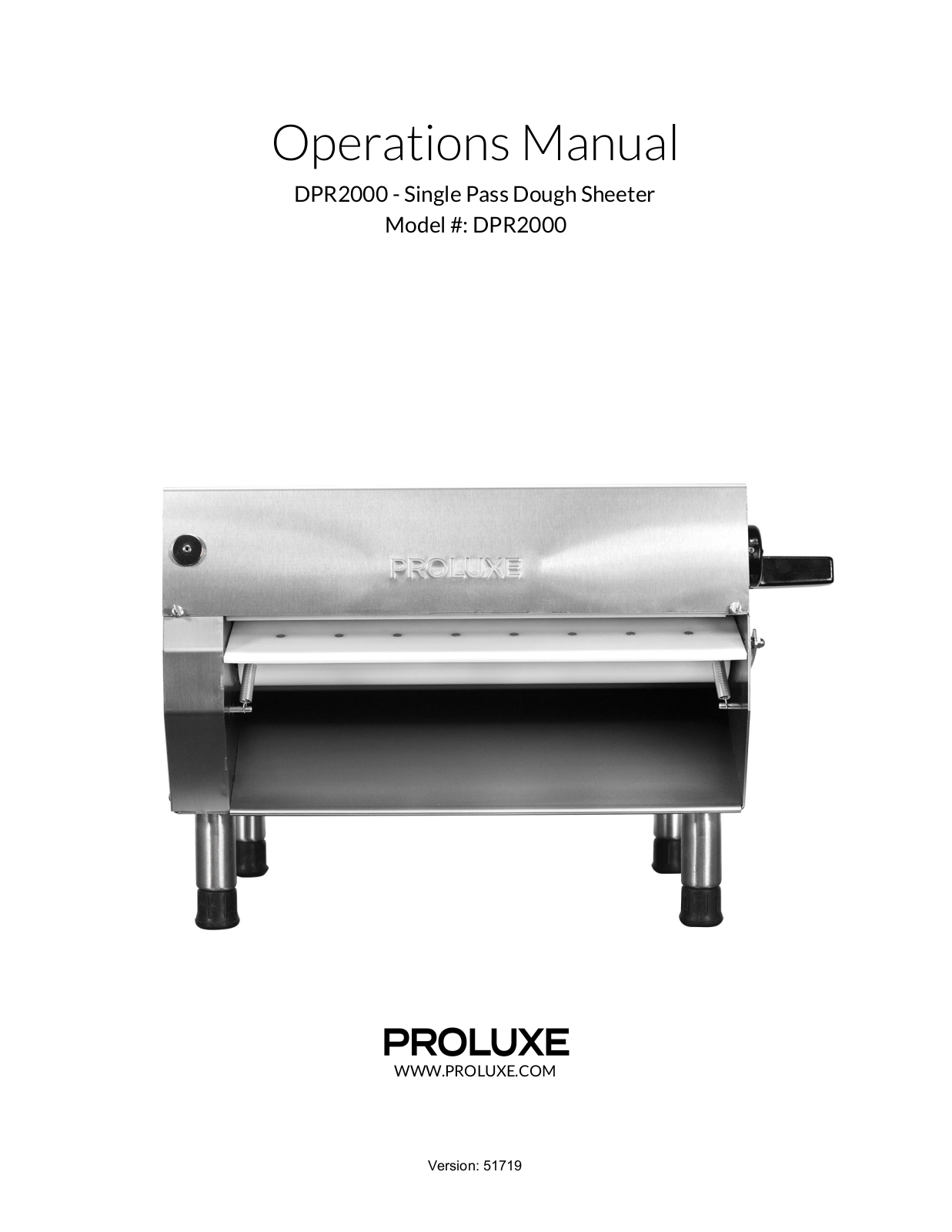 Doughpro Proluxe DPR2000A Operators Manual