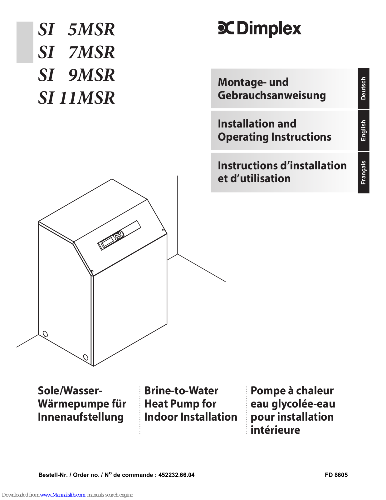 Dimplex SI 5MSR, SI 7MSR, SI 9MSR, SI 11MSR Installation And Operating Instructions Manual