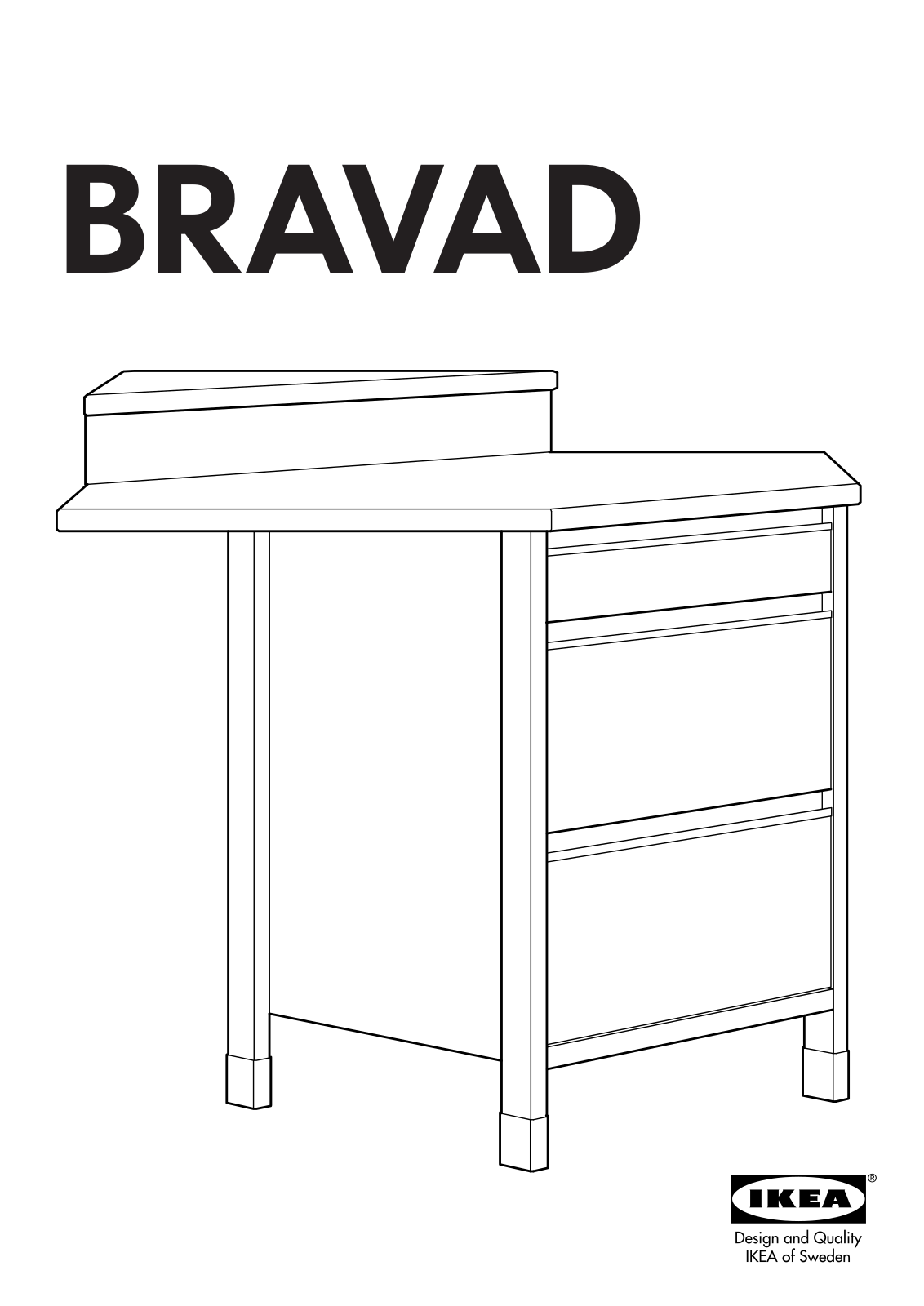 IKEA BRAVAD BASE CORNER CABINET 45X35 Assembly Instruction