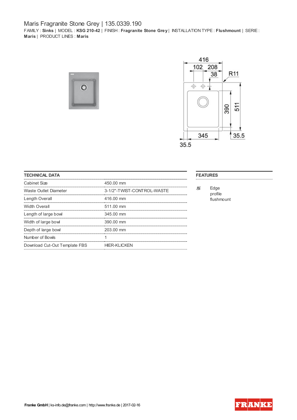 Franke 135.0339.190 Service Manual