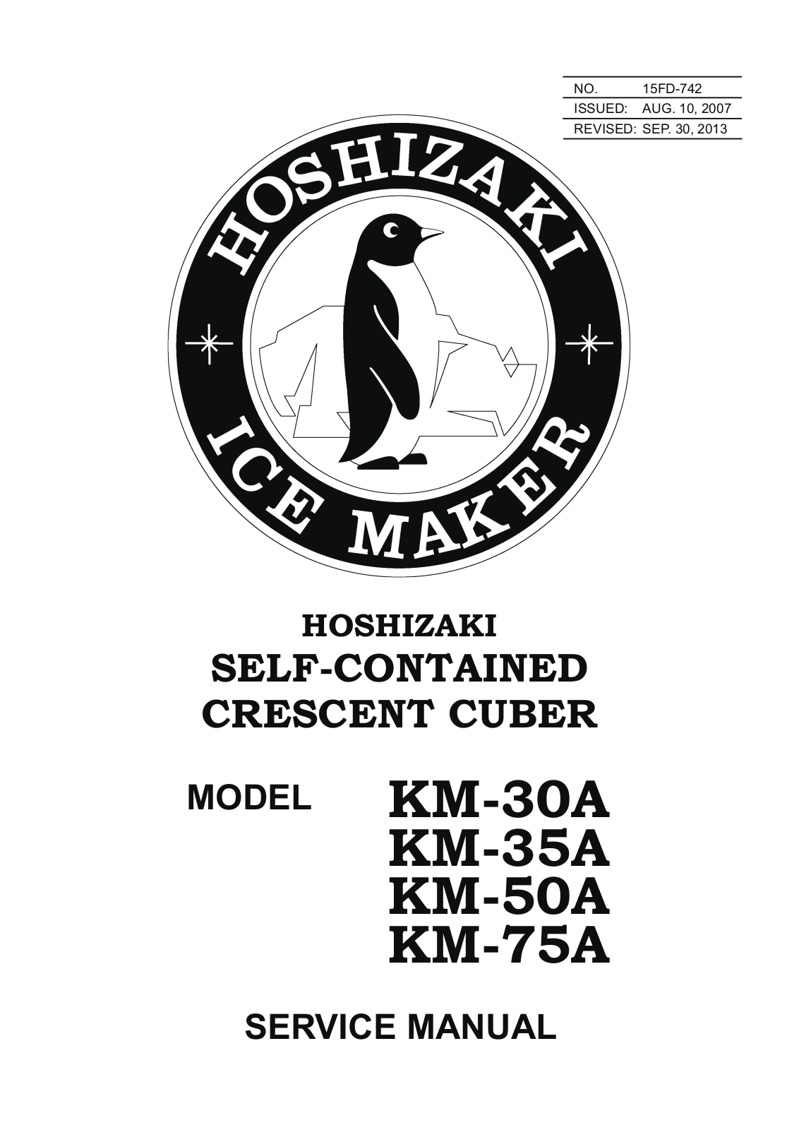 Hoshizaki KM-30A, KM-35A, KM-50A, KM-75A SERVICE MANUAL