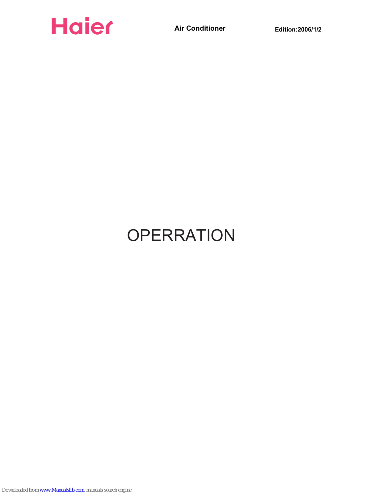 Haier HWS24VHA Operation Manual