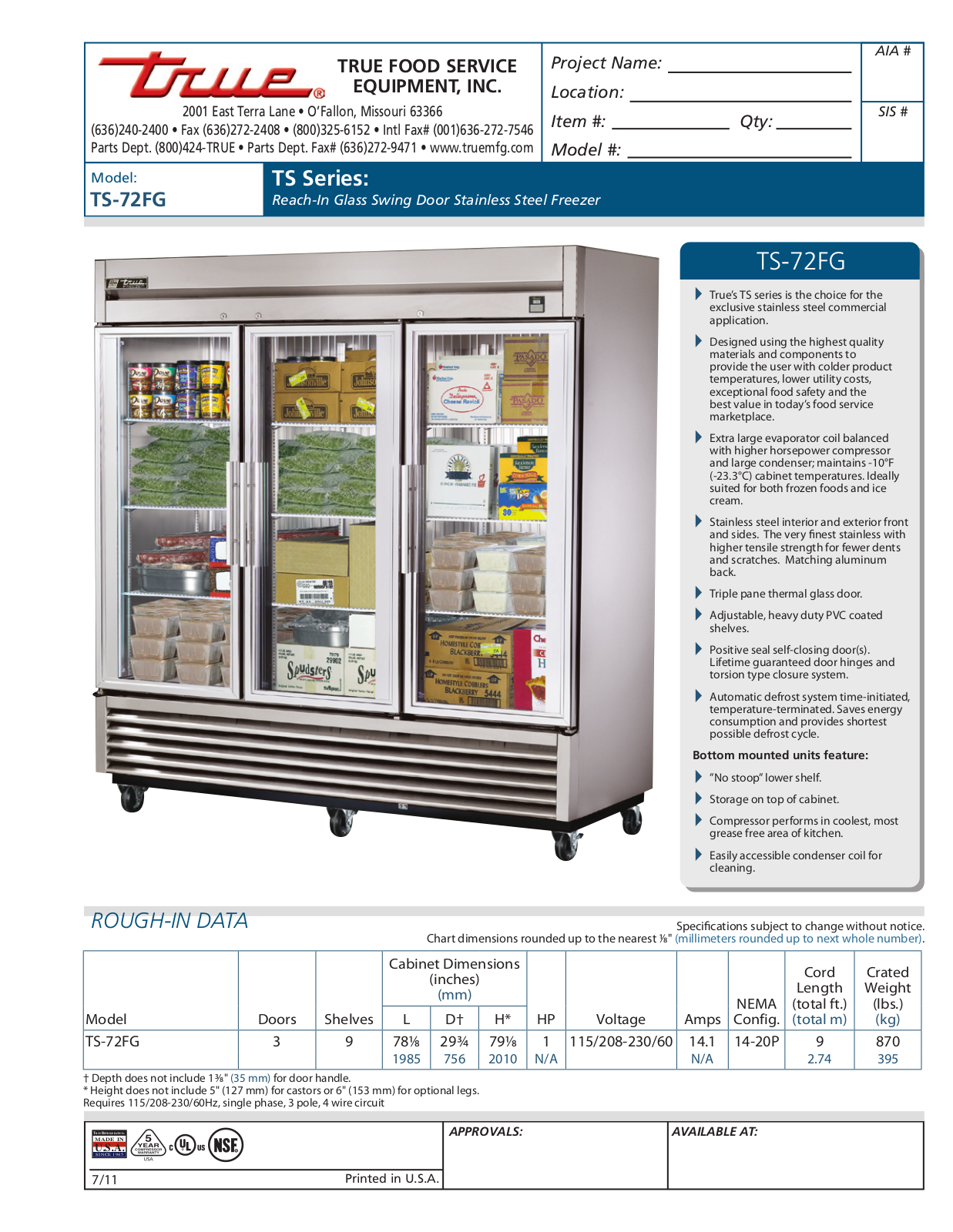 True TS-72FG User Manual