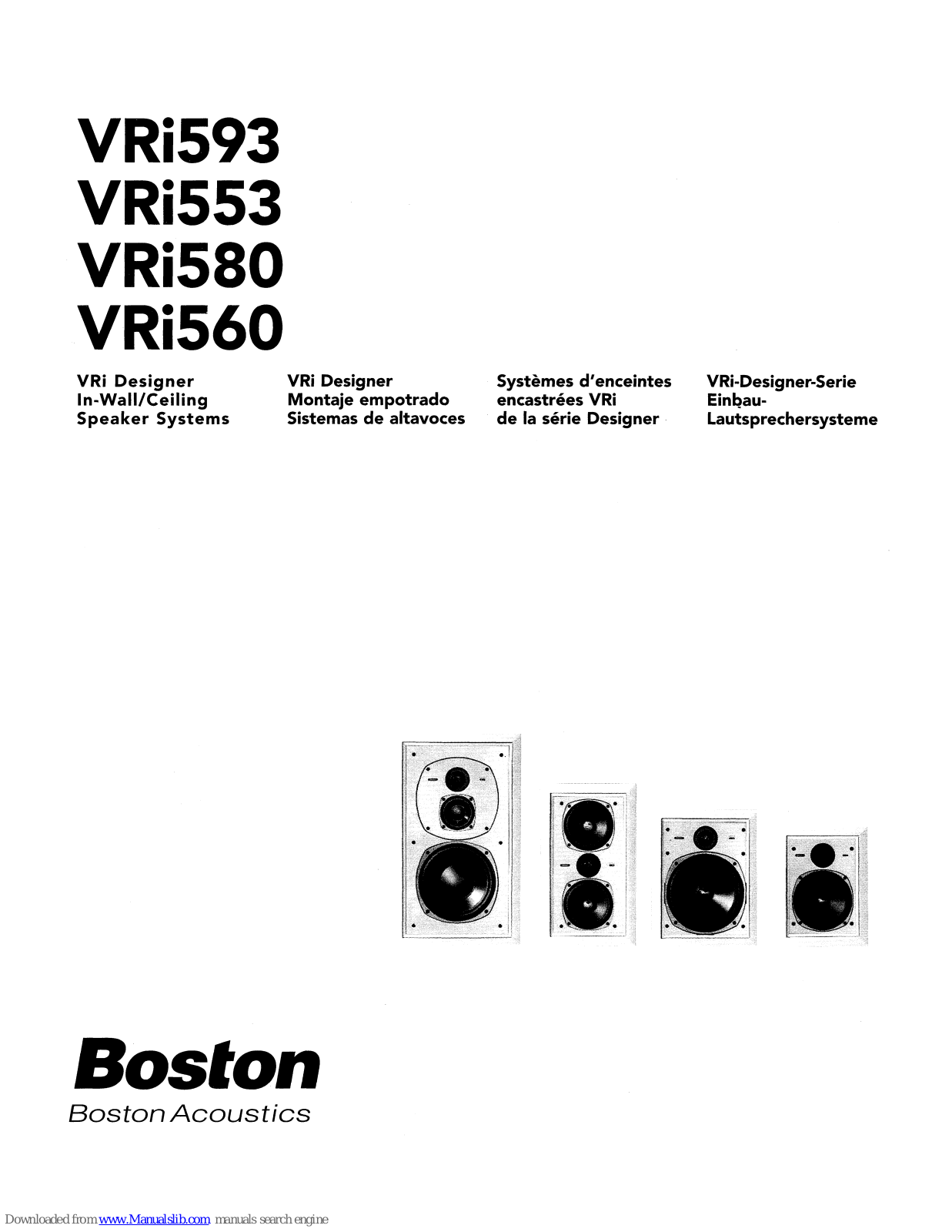 Boston Acoustics VRi593 Designer, VRi580 Designer, VRi553 Designer, VRi560 Designer User Manual