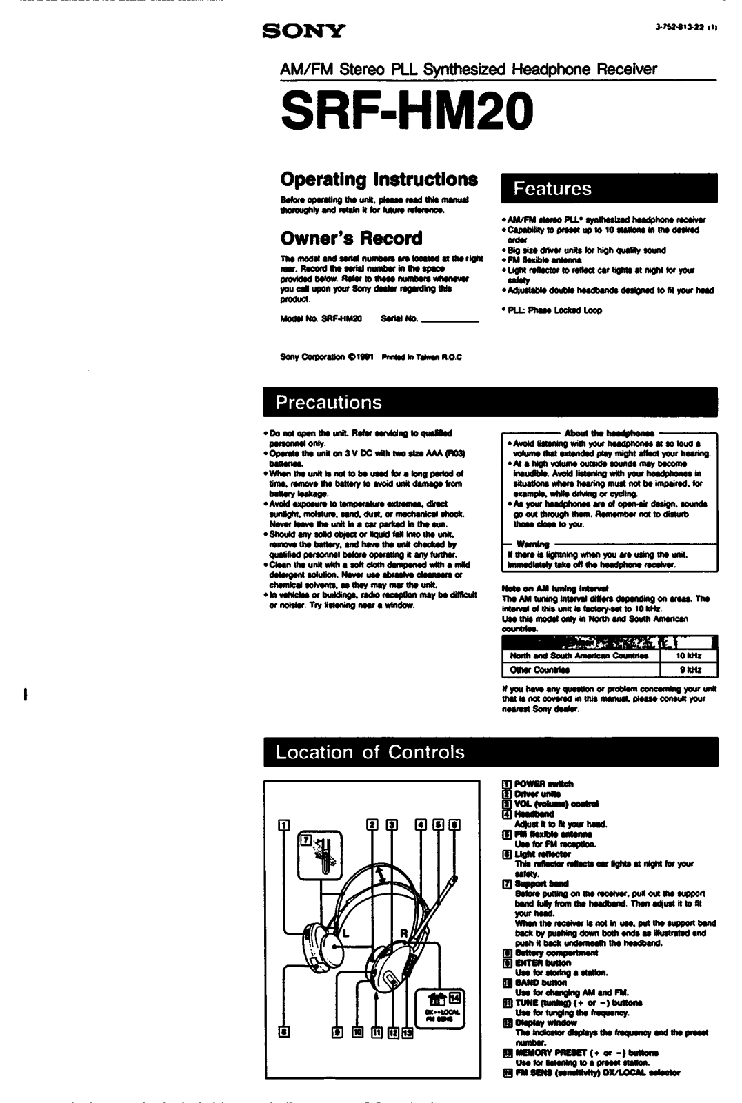 Sony SRF-HM20 User Manual
