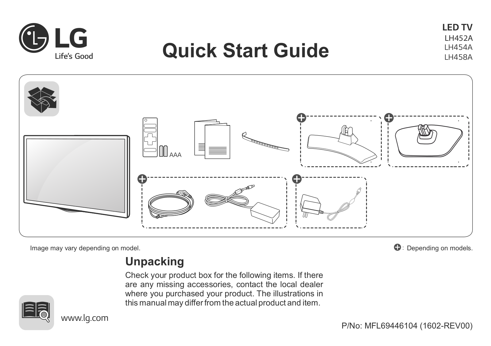 LG 28LH454A, 24LH452A QUICK SETUP GUIDE