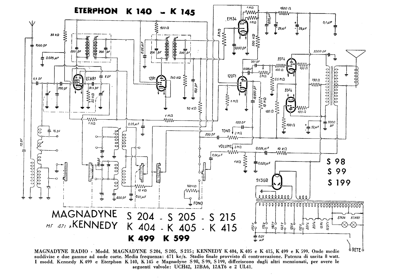 Kennedy k404, k405, k415, k499, k599 schematic