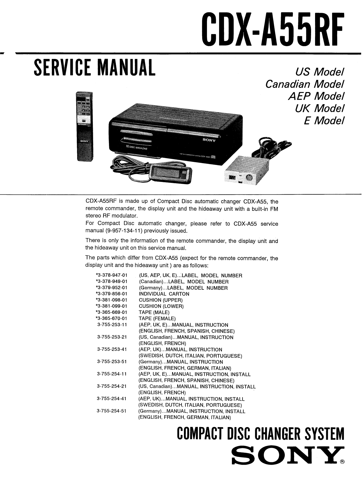 Sony CDXA-55-RF Service manual