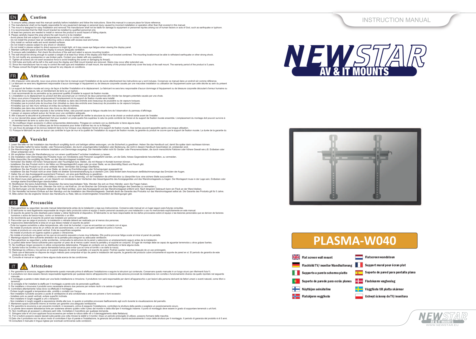 Newstar PLASMA-W040 User Manual