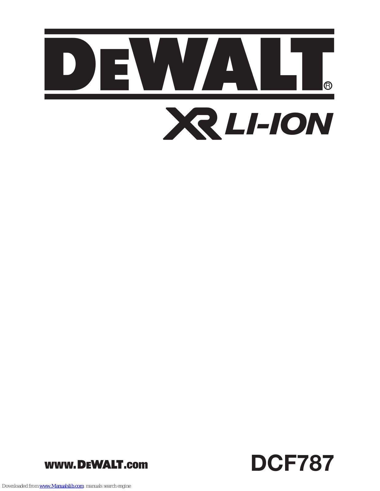 DeWalt DCF787 Original Instructions Manual