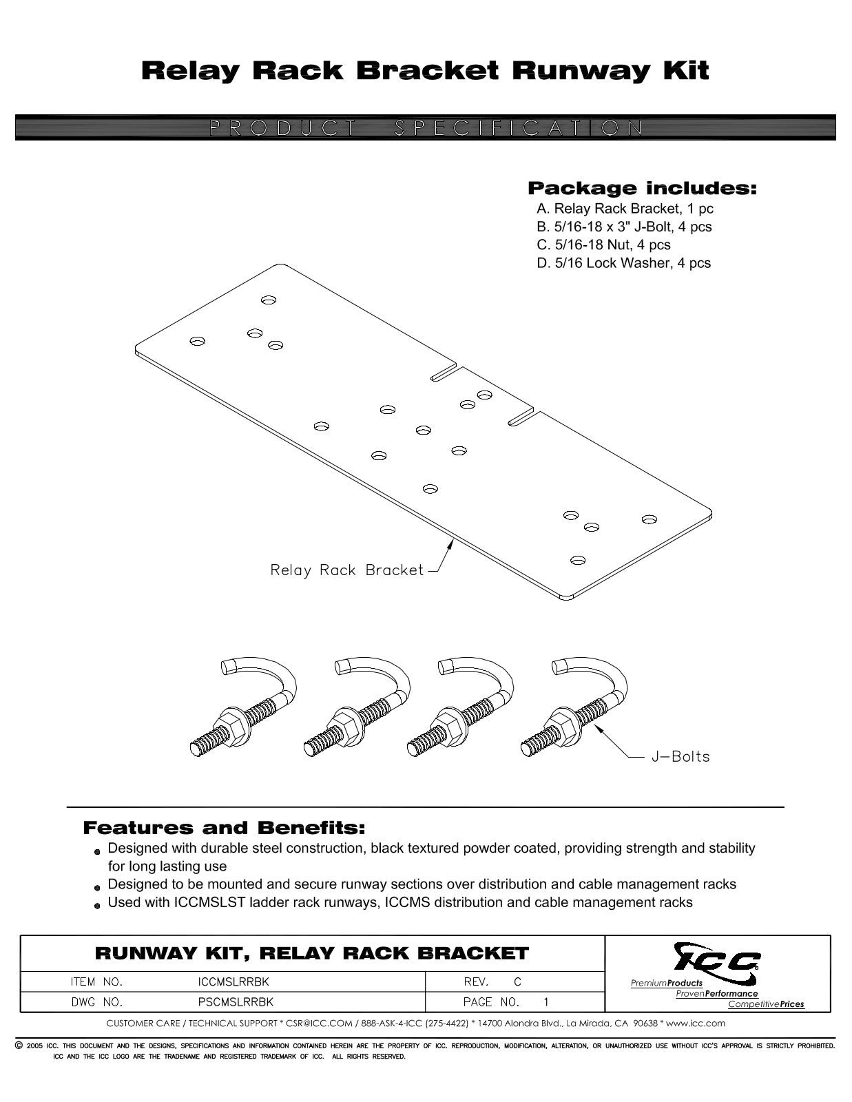 ICC ICCMSLRRBK Specsheet