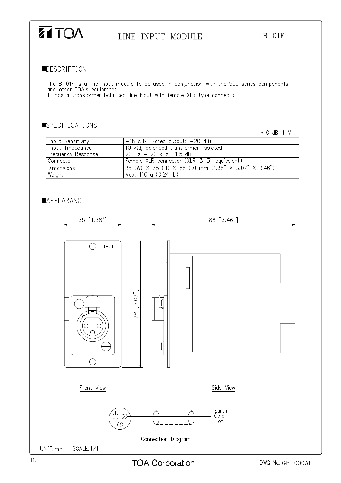 TOA B-01F User Manual