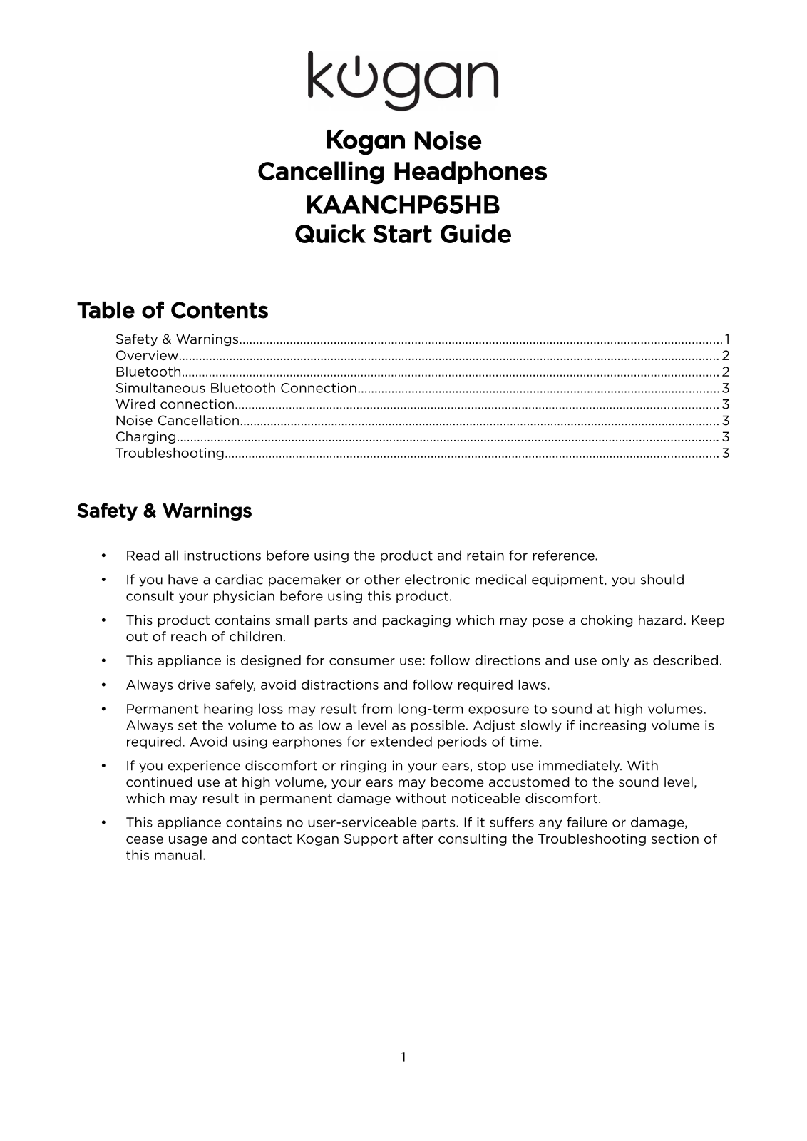 Kogan KAANCHP65HB User Manual